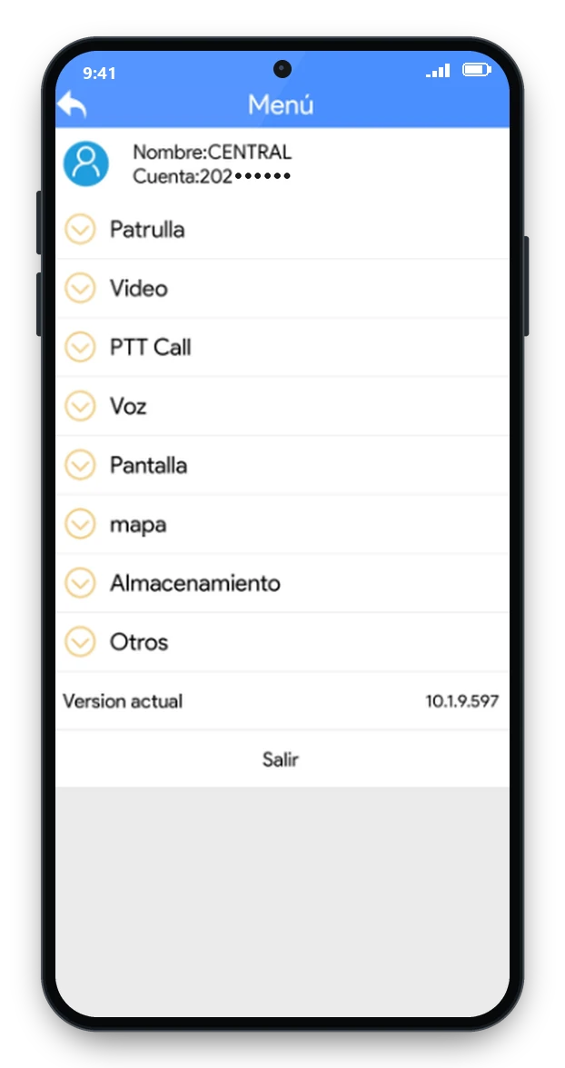 App TPoC: menú de funciones